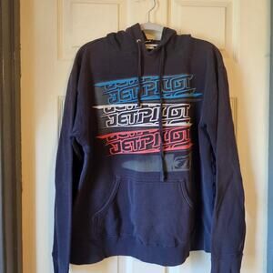 Jet Pilot Size Medium Navy Blue Hoodie Logo red, white and blue